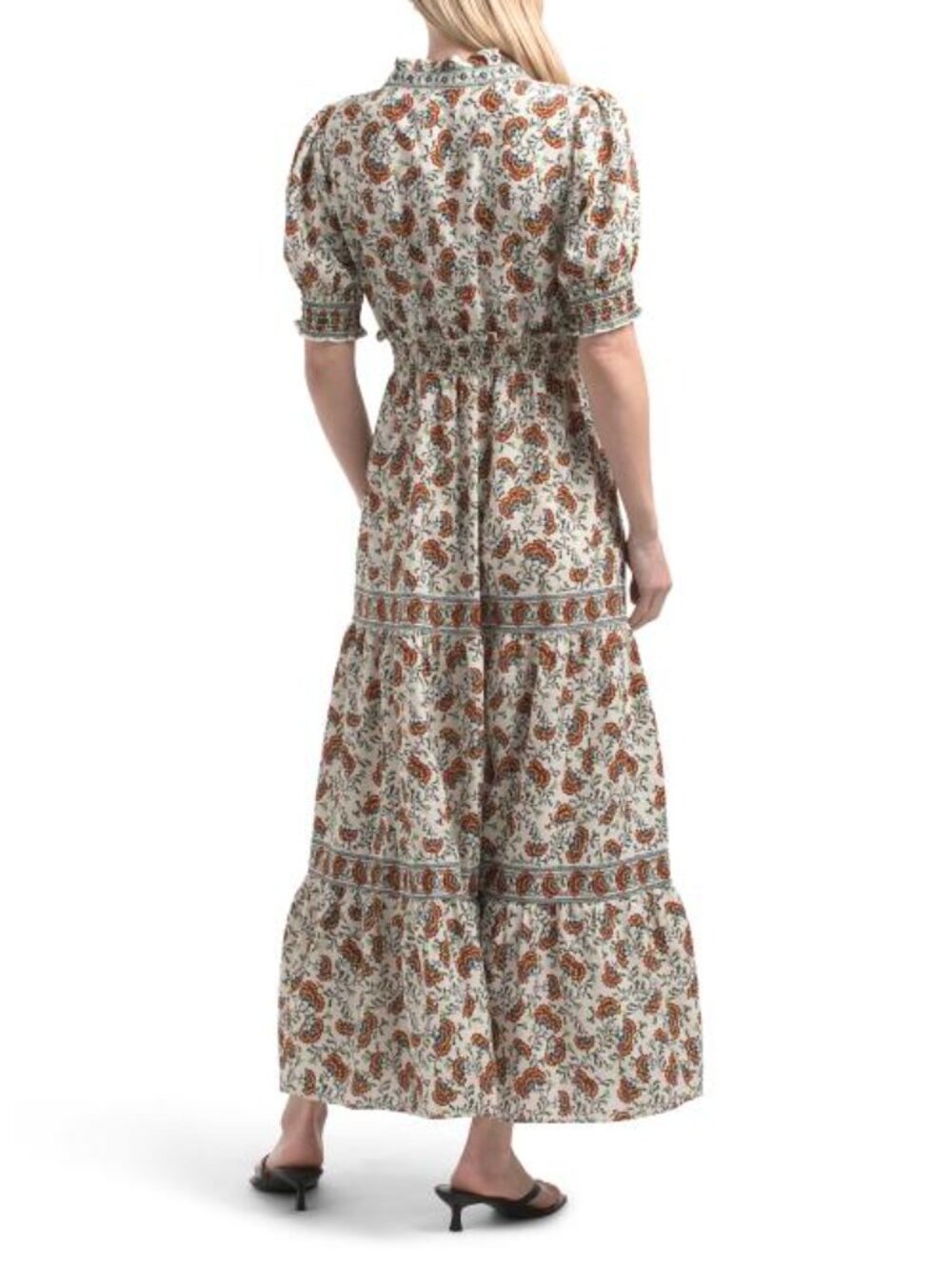 MAX STUDIO Short Sleeve Ruffle Neck Tiered Maxi Dress - Picture 2 of 4
